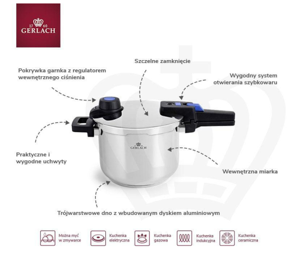 GERLACH Szybkowar 22 cm z raczka (4,5 L) - 1456919 - zdjęcie 3